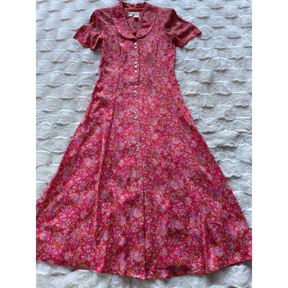 ð¥Vintage Dressbarn Floral Whimsy Cottagecore Coastal Flowy Feminine Maxi Dress - Picture 8 of 16